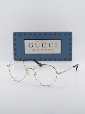 Gucci GG1232OA 002 Square Eyeglasses 53mm - Gold